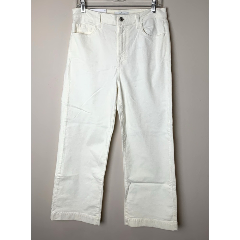 Seven For All Mankind Corduroy Pant Womens 30 Cream Cropped Alexa Straight Leg